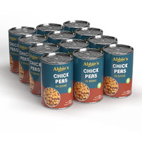 Abbies Chick Peas 1200 g (400 g X 12 units) | Precooked Chickpeas Best For Indian Curry, Salad, Boiled | Ready To Eat & Ready To Cook Chickpeas (Set of 12)