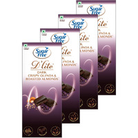 Sugar Free Dlite Quinoa & Almonds Dark Chocolate Bar, 80Gram (Pack of 4)