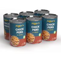 Abbies Chick Peas 2400 g (400 g X 6 units) | Precooked Chickpeas Best For Indian Curry, Salad, Boiled | Ready To Eat & Ready To Cook Chickpeas (Set of 6)
