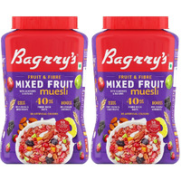 Bagrrys Fruit N Fibre, Mixed Fruit Muesli, 1000 GM, Jar, Pack of 2