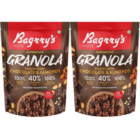 Bagrrys Superfood Granola Belgian Dark Chocolate & Almonds|40% Oats & Quinoa Flakes| 100% Natural Cocoa|Vegan & Plant Based|Crunchy Granola,400G (Pack Of 2)