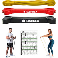 FASHNEX Resistance Bands, Pull Up Assist Exercise Band, Perfect for Mobility, Body Stretching, Home Workout, Fitness Training Loop Bands for Men & Women (Set of 3 Bands (Light, Medium, Heavy)), Rubber