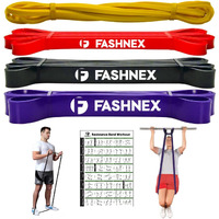FASHNEX Rubber Resistance Bands, Pull Up Assist Exercise Band, Perfect For Mobility, Body Stretching, Home Workout, Fitness Training Loop Bands For Men & Women (Set of 4 Bands)