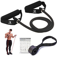 FASHNEX Resistance Tube with Foam Handles for stretching, mobility, weight training. The Toning Tube Resistance band is for Home Workout for Men/Women. (As per Image)