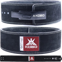Kobo 10mm Lever Belt Weight Lifting Gym Fitness, Natural Genuine Leather 4 Wide Back Support, 9 Adjustable Holes, Powerlifting Bodybuilding Deadlift Squat Workout Strength Training, Men Women WTB-08