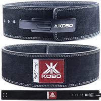 Kobo 10mm Lever Belt Weight Lifting Gym Fitness, Natural Genuine Leather 4 Wide Back Support, 9 Adjustable Holes, Powerlifting Bodybuilding Deadlift Squat Workout Strength Training, Men Women WTB-08