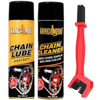 Kangaroo Chain Lube and Chain Cleaner Spray 500 ml each, with Chain Cleaning Brush. (Lubricant spray to enhance your bike chain set and Bike performance.)