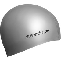 Speedo Unisex Flat Silicone Swim Cap for Men and Women - Silver