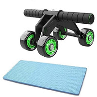 PRO365 Home Gym 4 Wheel Pro Advance Wheel Roller Abdominal Fitness Trainer And Stomach Exercise Machine Equipment Workout For Men & Women, Black