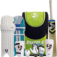 Sg Summer Camp Kashmir Cricket Kit For All Ages, Green And Black - Size 3, Nylon