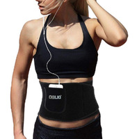 obliq Sweat Slim Belt with Mobile Holder for Men & Women Waist Stomach Shaper Fitness Yoga Wrap Unisex Weight Loss Back Pain Gym Running Travel Tummy Workout (Medium (Upto 36 Inches)) Black