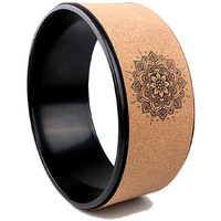Bodylastics PVC Fitness 13 Strong, Sweat Resistant and Eco-Friendly Cork Yoga Wheel for Women and Men (Black, Brown)
