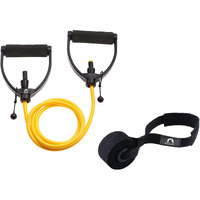 Bodylastics Resistance Tube with Adjustable Length, Non-Slip Handles, High Density Door Anchor for Strength Training (Yellow - 10 LBS)(Material: Natural Rubber ; Silicone)