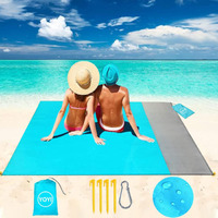 YOYI YOYI Yoyi Sand Free Beach Blanket 210T Polyester,Beach Mat Waterproof Sandproof For 2-7 Adults,Oversized 55 X69  Lightweight Pocket Blanket For Travel,Camping,Hiking,Music Festivals (Blue 69X82)