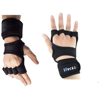 Hykes Gloves - Weight Lifting Hand Grips with Wrist Wrap Support Guard - Pull Up Bar, Gym Workout, Hand Grips, Powerlifting - Men and Women (Extra Large, Neoprene, Black)