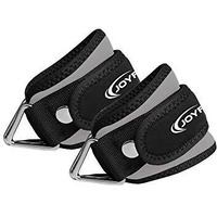 Joyfit Padded Ankle Straps- for Cable Machine, Kickbacks, Glute Workouts, Leg Extensions, Curls & Hip Abductors with Padded Neoprene Support, Ideal for Men & Women [Pair] (Grey)