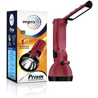 wipro Prism Multi Functional Rechargeable High Lumen Led Torch Cum Lantern|Dual Mode|Emergency Light With 1200Mah Li Ion Battery|4 Watt (Red, Pack Of 1)
