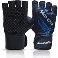 Mayor Tesla Gym Gloves for Men & Women with Wrist Support Accessories, Gloves for Gym Workout, Training and Exercise with Pullers, Gym Gloves for Weightlifting (Black/Blue)