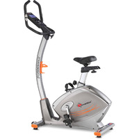 PowerMax Fitness BU-750 Exercise Upright Bike with Hand Pulse, Adjustable Resistance, Water Bottle Cage, 9KG Flywheel for Cardio Training Workout at Home, Silver shine colour