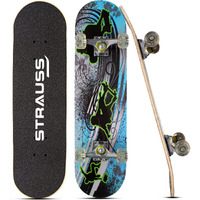 Strauss Bronx BT Lightweight Skateboard with Unique Graphics|31 X 8 Inches with 8 Layer Maple Deck with High Density & Non-Slip Waterproof Grip Tape|2 inch PU Wheels|Suitable for 8 Years and above