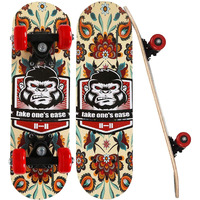 Strauss Kids Skateboard | 17 X 5 Inches Maple Wood Skateboard with PU Wheels for Kids Upto 5 Years | Suitable for Boys and Girls | Ideal for Beginners,Learners and Training Purpose, (Chimps)
