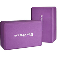 Strauss High Density EVA Foam Yoga Block | Non-Slip Workout Brick For Improving Poses, Balances Flexibility & Support Strength Training Exercises | Yoga Brick To Support and Deepen Yoga Poses,(Purple) Pair