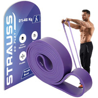 Strauss Resistance Band | Pull Up Bands Ideal for Home Exercise,Chin Ups, Squats & Core Workout | For Gym Men & Women | Resistance Bands, Loop Bands & Toning Bands | Resistance Level: 21-46Kg,(Purple)
