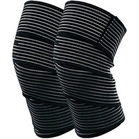 STRAUSS Elastic Knee Compression Bandage Wraps | Support for Ankle, Knee, Elbow Pain Relief, Sports & Workout | Can Be Used For Squats and Powerlifting | 1 Pair ,(Black)