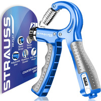 Strauss Adjustable Hand Grip with Counter | Adjustable Resistance (10KG - 60KG) | Hand Gripper for Home & Gym Workouts | Ideal for Forearm Hand Exercises & Strength Building for Men & Women,(Blue)