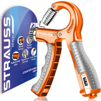 Strauss Adjustable Hand Grip with Counter | Adjustable Resistance (10KG - 60KG) | Hand Gripper for Home & Gym Workouts | Ideal for Forearm Hand Exercises & Strength Building for Men & Women,(Orange)