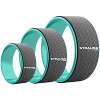 Strauss Yoga Wheel | Ideal for Stretching, Backbends, Exercise, Deep Tissue Massage & Back Pain Relief | Dharma Yoga Prop Wheel with Ultimate Comfort |Set of 3, (Black)
