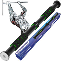 Strauss Chin Up Door Bar | Pull Up Bars For Home Workout with Palm Pad and Anti-skid Grip | Door Way Adjustable Length Hanging Rod Without Screw | Hanging Bar for Pull-ups,Push ups & Chin ups,(Green)