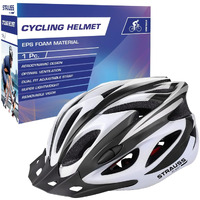 STRAUSS Adjustable Cycling&Skating Helmet With Detachable Visor&Safety Light|Light Weight With Ventilation|Adjustable Strap,Comfortable Chin Pad|Ideal For Men,Women&Kids (Black/Blue,Standard)