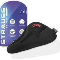 Strauss Bicycle Silicone Cycle Seat Cushion Cover | Soft & Washable Gel Saddle Seat | Fits Narrow/Slim Seats | Cycle Accessories | Comfortable Bike Seat Cover for Cycling,(Black)