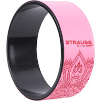 Strauss Yoga Wheel | Ideal for Stretching, Backbends, Exercise, Deep Tissue Massage & Back Pain Relief | Dharma Yoga Prop Wheel with Ultimate Comfort | 12-inch, (Black/Pink)