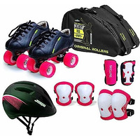 jaspo Skater Girl Pro Outdoor Wheel Shoe Skate Combo(Outdoor Wheel Shoe Skates+ Helmet+Knee+Elbow+Wrist+Bag) (Size-9 Uk (Age 15 Yrs & Above), Skater Girl Pro), Multicolor