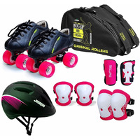 Jaspo Skater Girl Pro Shoe Skate Combo(Shoe Skates+ Helmet+Knee+Elbow+Wrist+Bag) (SIZE-11 UK (Age 4-5 yrs), Skater Girl PRO)