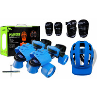 jaspo Unisex-Youth Cruiser Senior Players Quad Adjustable Roller Skates Combo (Suitable For 6 To 14 Years) (Sky Blue), outdoor_wheel