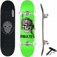 Jaspo Pirates Uv Print Skateboard - 31X8 Inches, 7-Layer Canadian Maple, Fully Assembled For Kids/Youth/Adults (Pirates) - Multicolor