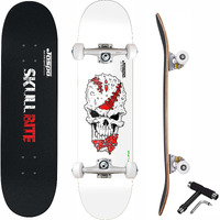 jaspo Skull Bite Uv Print Skateboard - 31X8 Inches, 7-Layer Canadian Maple, Fully Assembled For Kids/Youth/Adults (Skull Bite), Multicolor