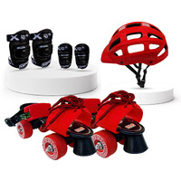 jaspo Marshal Trainers Adjustable Roller Skates Combo (Skates + Helmet + Knee & Elbow Guards), For Age Group 6 To 14 Years, Academy & School Level Skating, Unisex_Youth, Speed_Wheel (Red)