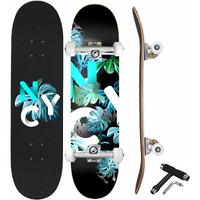 Jaspo NYC (31x8 inches) 7 Layers Canadian Maple Skateboard (Fully Assembled) Stylish UV Print, Ideal for Kids, Boys, Girls, Youth, and Adults - (Black Edition)