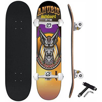 jaspo Try-Out Practice Indian Maple 31 X 8 Inches With Aluminium Truck Double Kick Concave Design For Beginners Suitable For Age Group Upto 13 Years-Made In India (Egyptian God), Multicolor
