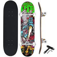 Jaspo Try-Out Practice Indian Maple 31 x 8 Inches with Aluminium Truck Double Kick Concave Design for Beginners Suitable for Age Group Upto 13 Years-Made in India (Killer Clown) multi