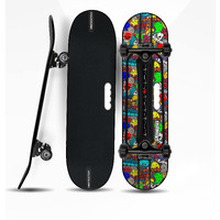 Jaspo Hurricane Ollie 31  x 8  Fiber Composite Skateboards Beginners & Learners of All Age Group with 80 Grit Grip Tape on Front Side & Attractive Sticker Graphics on Back Side, Multicolor