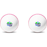 jaspo T-20 Plus Practice Cricket Ball/Wind Balls (125-130 GMS) for - Indoor & Outdoor Street & Beach Cricket (Pack of 2) (White)