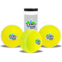 jaspo T20 Plus Practice Cricket Balls (Pack of 3) for Indoor & Outdoor Play,Weight 125-1 30 GMS, Colour Yellow, Synthetic Rubber Material