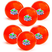 jaspo T-20 Plus Practice Cricket Ball/Wind Balls (125-130 GMS) for - Indoor & Outdoor Street & Beach Cricket (Pack of 6) (Orange)