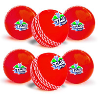 jaspo Synthetic Rubber T-20 Plus Practice Cricket Ball/Wind Balls (125-130 Gms) For - Indoor & Outdoor Street & Beach Cricket (Pack Of 6) (Red)