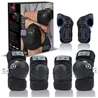 jaspo Plastron Saver 3 Professional Protective Set (Knee/Elbow/Wrist Guard) Multi Purpose Safety Kit for Skateboarding, Roller Skating, Inline Skating, Cycling and Other Sports (Medium, Black)